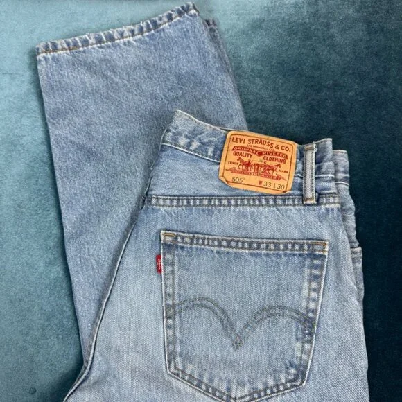 Vintage Levi’s Men’s 505 Jean Medium Light Blue Stonewash 33x30 - Picture 6 of 11